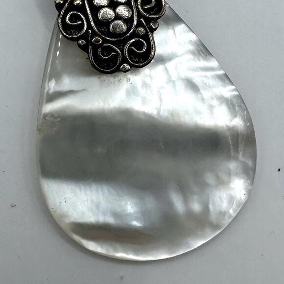 Mother Of Pearl Sterling Silver Stamped 925 Pendant Summer Boho Bohemian - Picture 4 of 10
